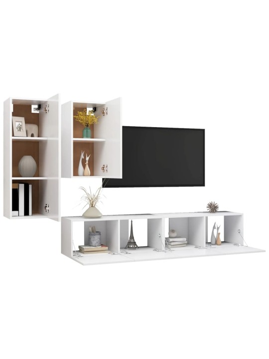 4dílný set TV skříněk bílý kompozitní dřevo