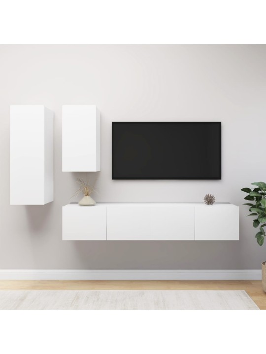 4dílný set TV skříněk bílý kompozitní dřevo