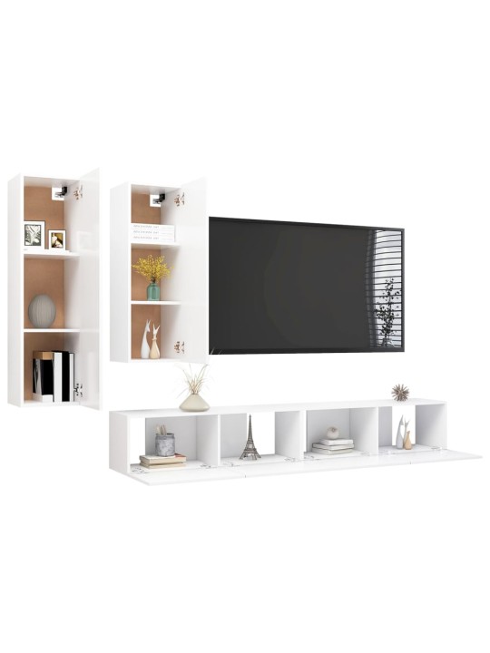 4dílný set tv skříněk bílý kompozitní dřevo