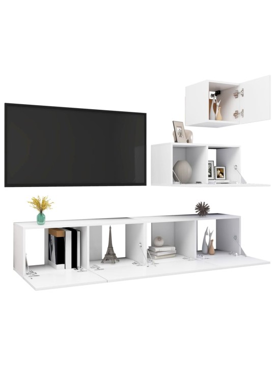 4dílný set TV skříněk bílý kompozitní dřevo
