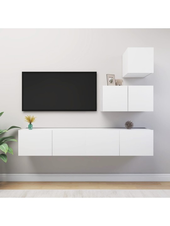 4dílný set TV skříněk bílý kompozitní dřevo