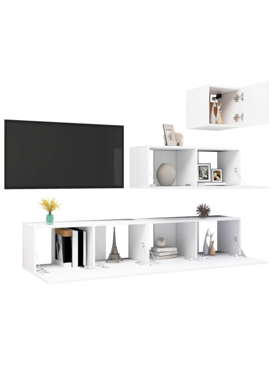 4dílný set TV skříněk bílý kompozitní dřevo
