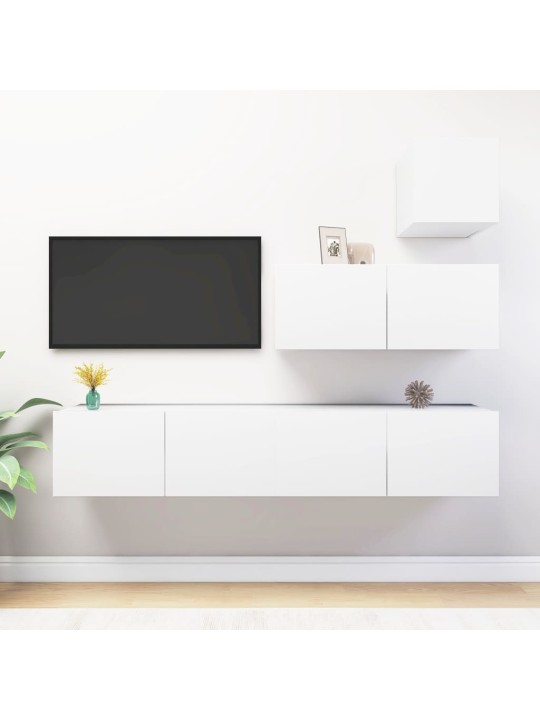 4dílný set TV skříněk bílý kompozitní dřevo