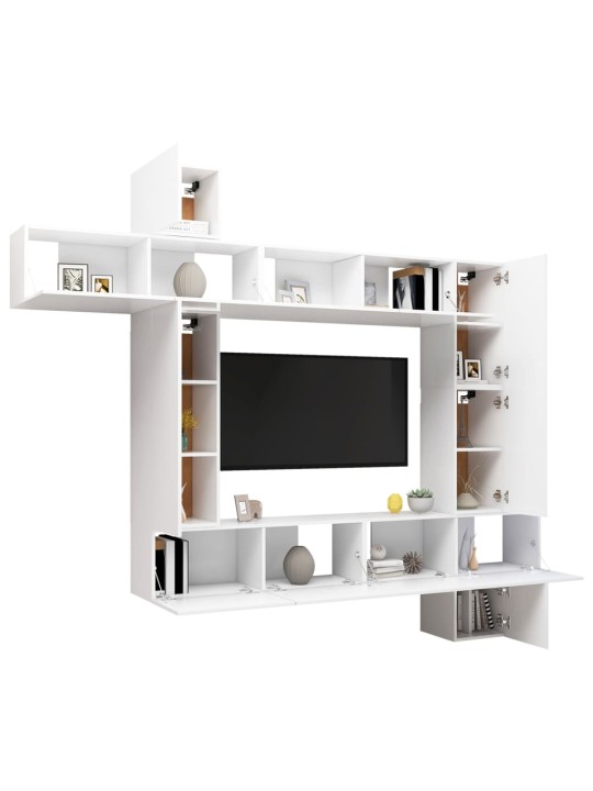 9dílný set TV skříněk bílý kompozitní dřevo