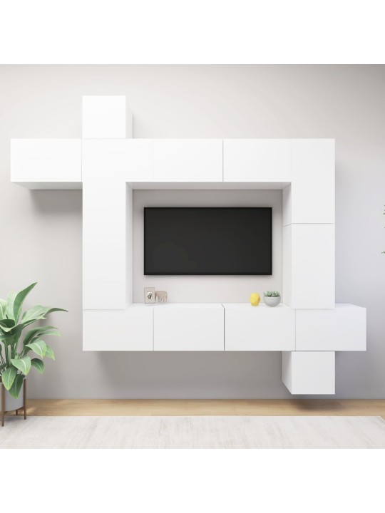 9dílný set TV skříněk bílý kompozitní dřevo