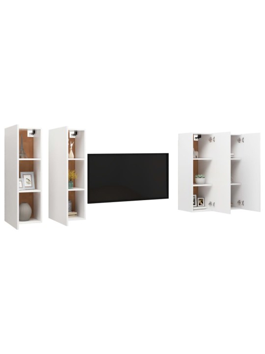 TV skříňky 4 ks bílé 30,5 x 30 x 90 cm kompozitní dřevo