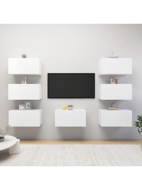 TV skříňky 7 ks bílé 30,5 x 30 x 60 cm kompozitní dřevo