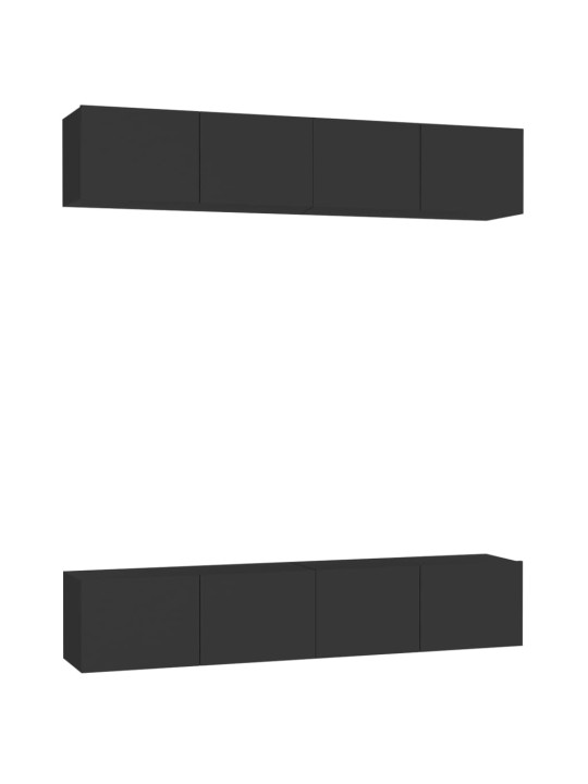 TV skříňky 4 ks černé 80 x 30 x 30 cm kompozitní dřevo