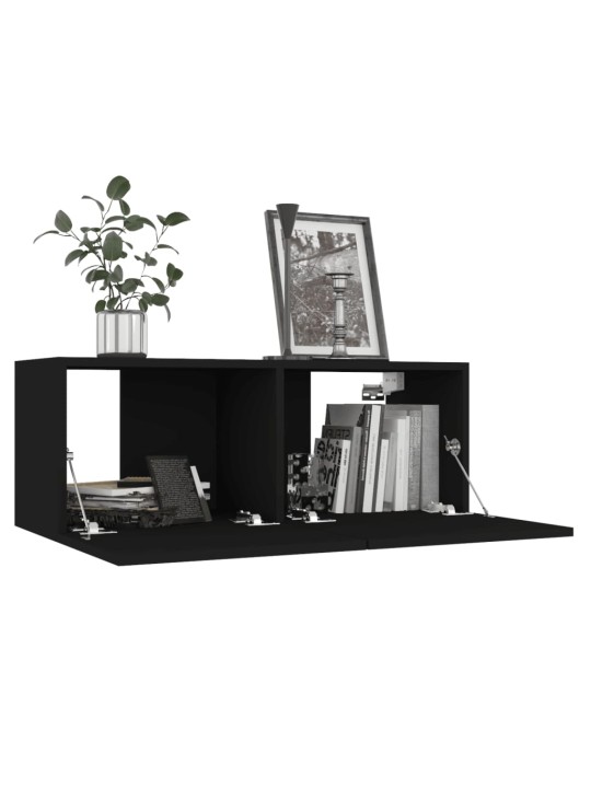 TV skříňky 4 ks černé 80 x 30 x 30 cm kompozitní dřevo