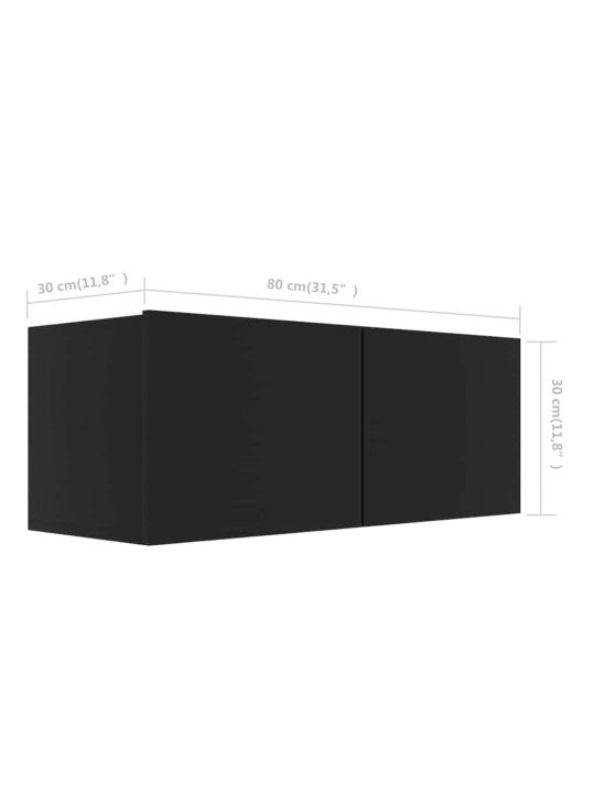 TV skříňky 4 ks černé 80 x 30 x 30 cm kompozitní dřevo