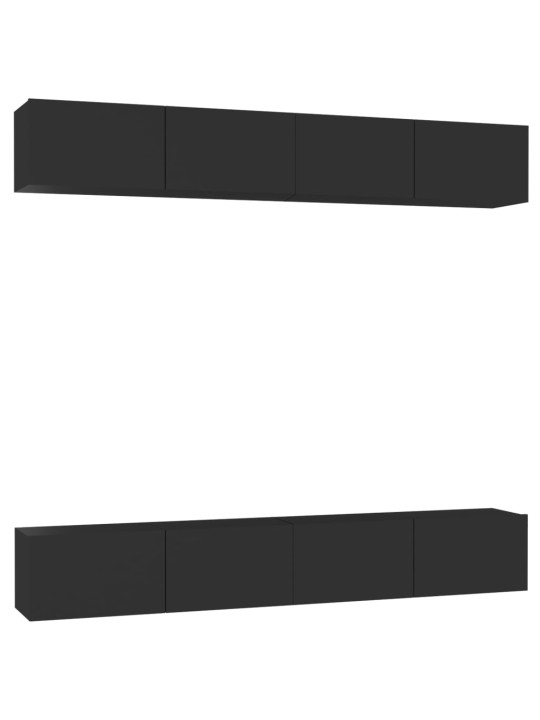 TV skříňky 4 ks černé 100 x 30 x 30 cm kompozitní dřevo