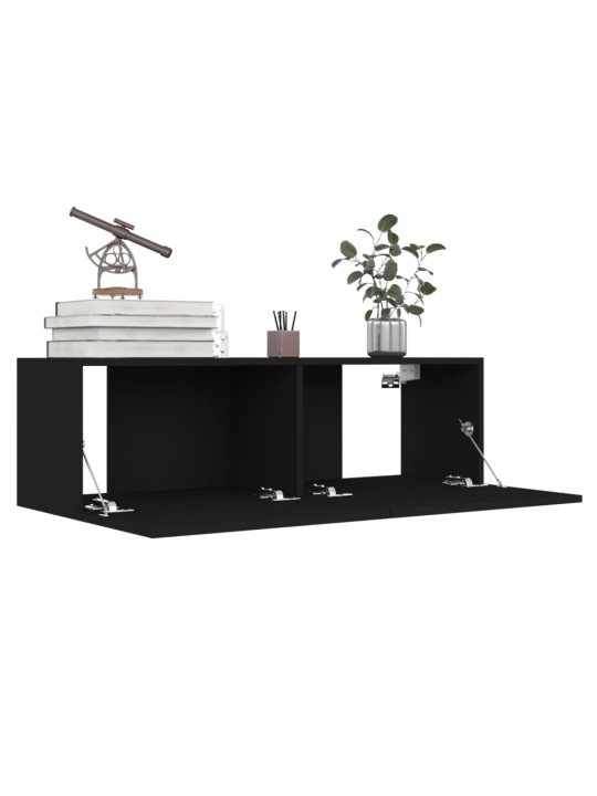 TV skříňky 4 ks černé 100 x 30 x 30 cm kompozitní dřevo