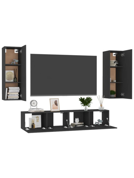 4dílný set TV skříněk černý kompozitní dřevo