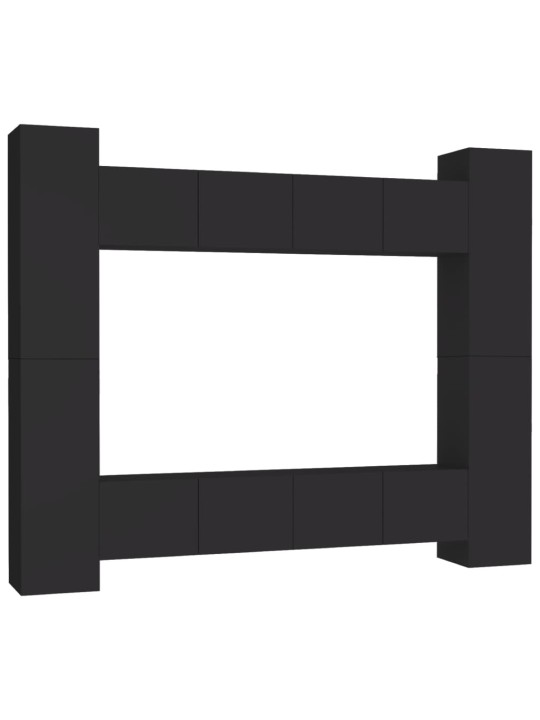8dílný set TV skříněk černý kompozitní dřevo