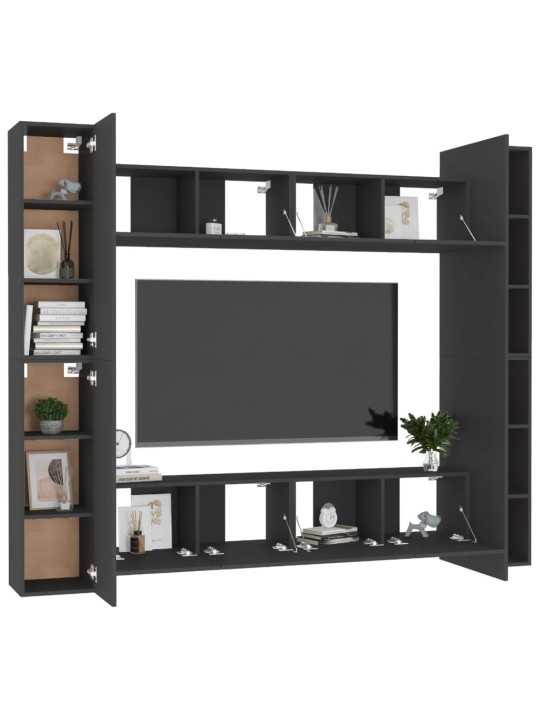 8dílný set TV skříněk černý kompozitní dřevo