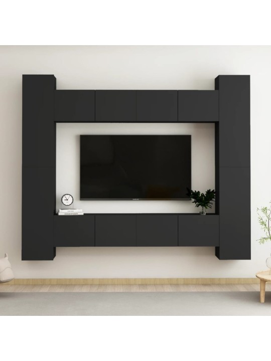 8dílný set TV skříněk černý kompozitní dřevo
