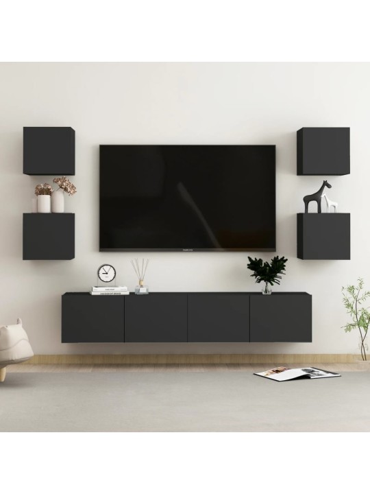 6dílný set TV skříněk černý kompozitní dřevo