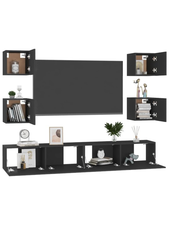 6dílný set TV skříněk černý kompozitní dřevo