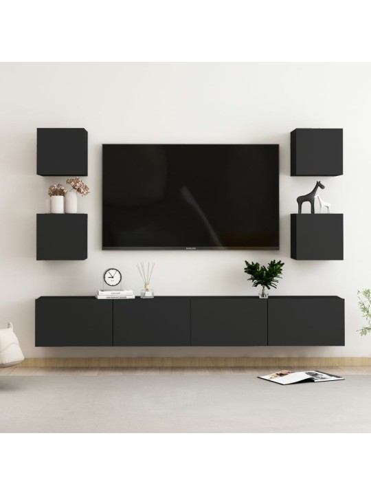 6dílný set TV skříněk černý kompozitní dřevo