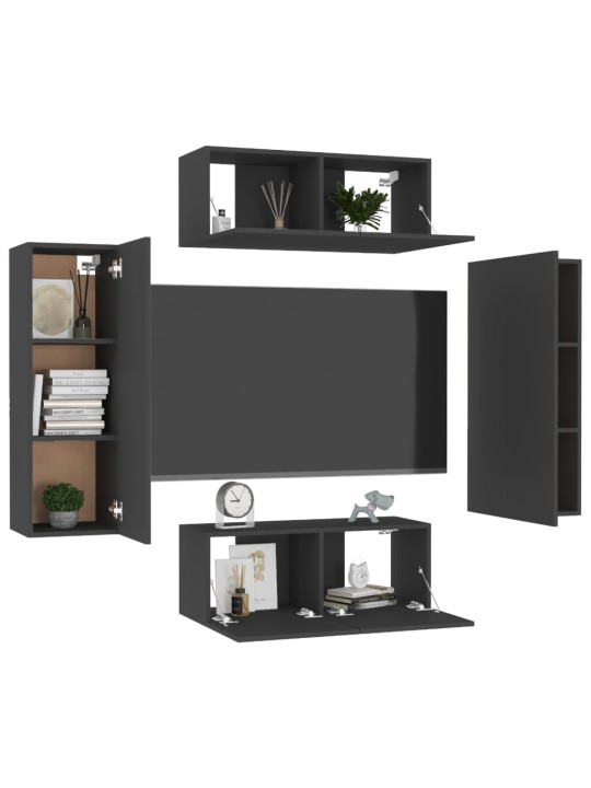4dílný set TV skříněk černý kompozitní dřevo