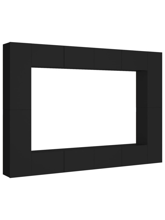 8dílný set TV skříněk černý kompozitní dřevo