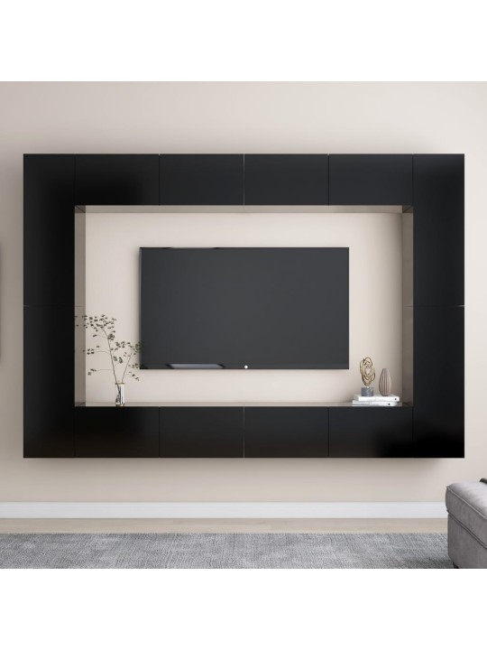 8dílný set TV skříněk černý kompozitní dřevo