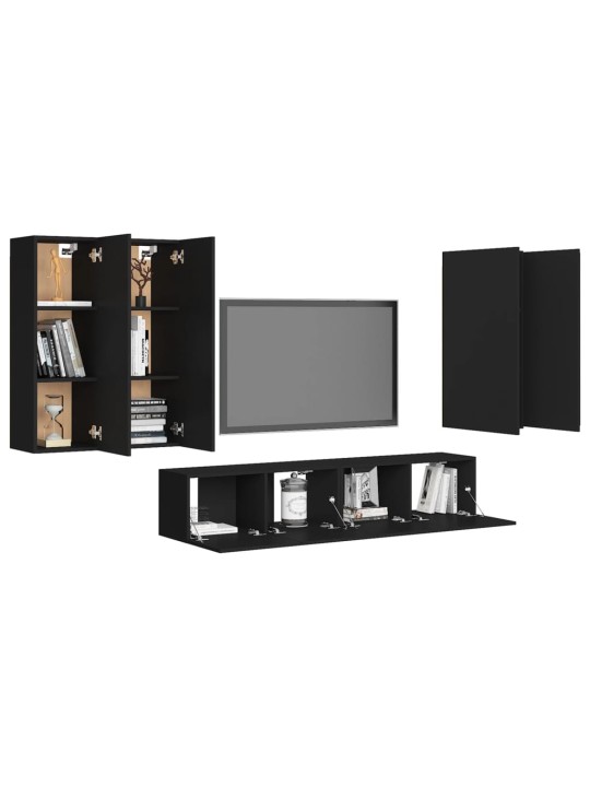 6dílný set TV skříněk černý kompozitní dřevo