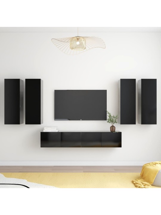 6dílný set TV skříněk černý kompozitní dřevo