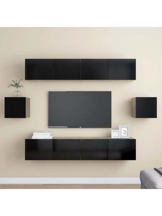 6dílný set TV skříněk černý kompozitní dřevo