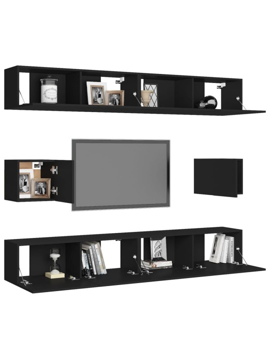 6dílný set TV skříněk černý kompozitní dřevo