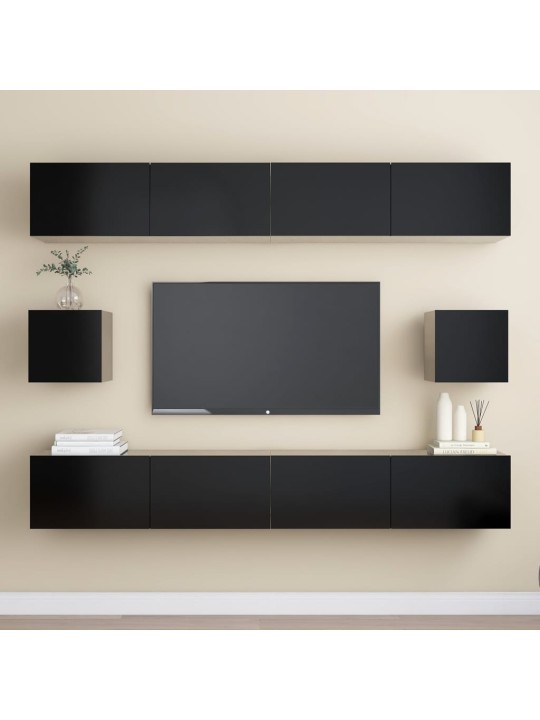 6dílný set TV skříněk černý kompozitní dřevo