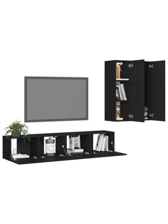 4dílný set TV skříněk černý kompozitní dřevo