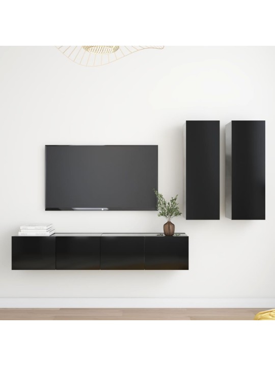 4dílný set TV skříněk černý kompozitní dřevo