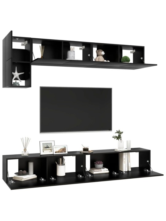 5dílný set TV skříněk černý kompozitní dřevo