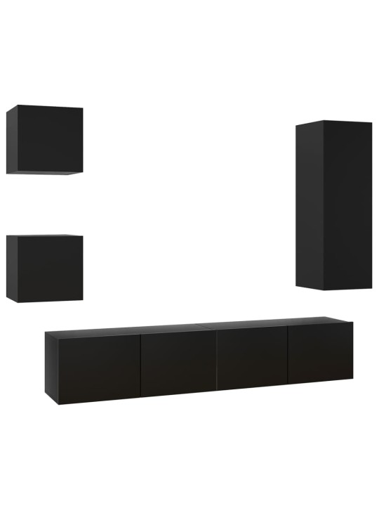 5dílný set TV skříněk černý kompozitní dřevo