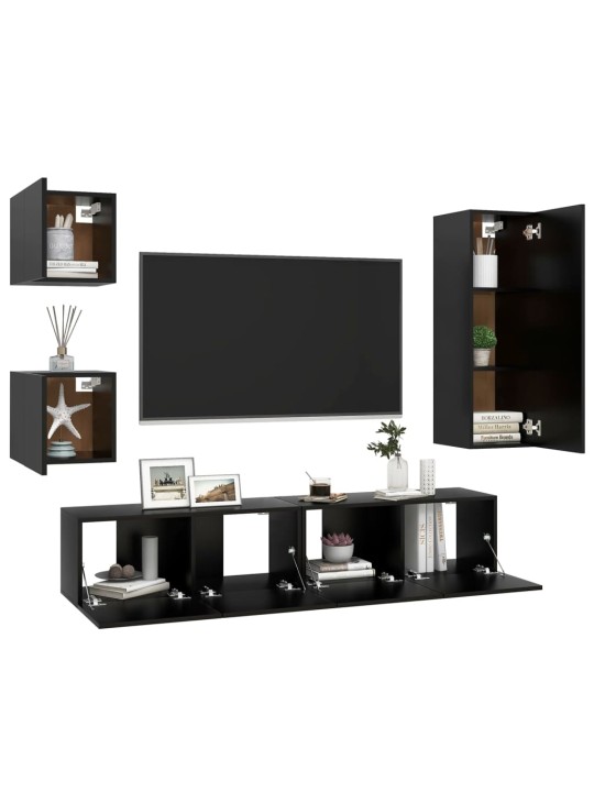 5dílný set TV skříněk černý kompozitní dřevo
