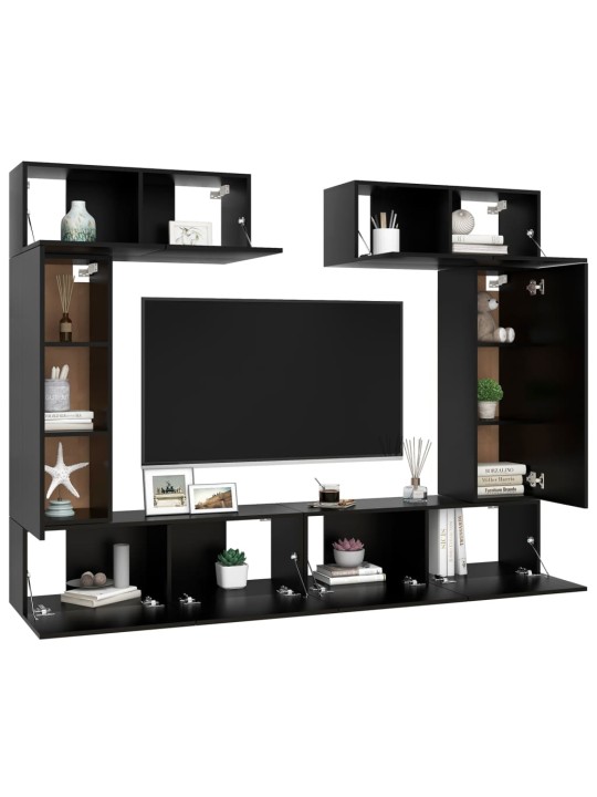 6dílný set TV skříněk černý kompozitní dřevo
