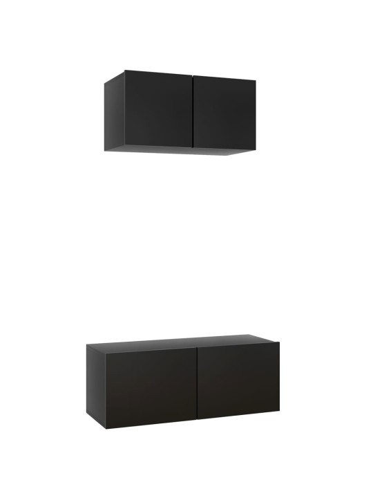 2dílný set TV skříněk černý kompozitní dřevo