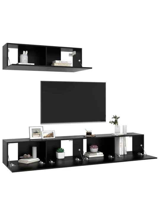TV skříňky 3 ks černé kompozitní dřevo