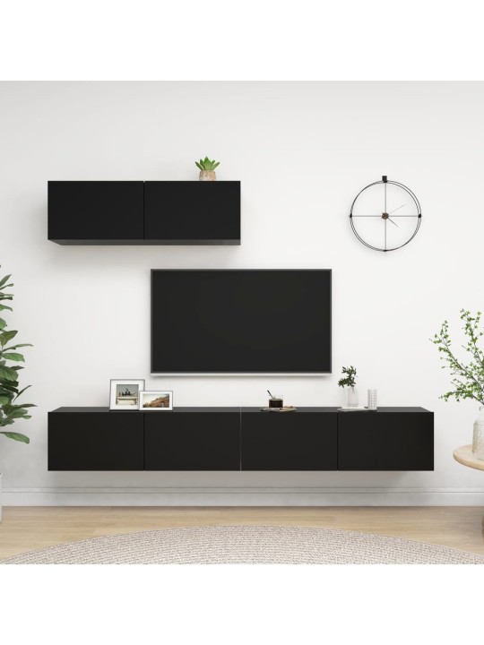 TV skříňky 3 ks černé kompozitní dřevo