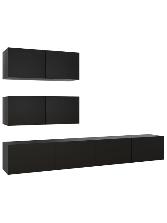 4dílný set TV skříněk černý kompozitní dřevo