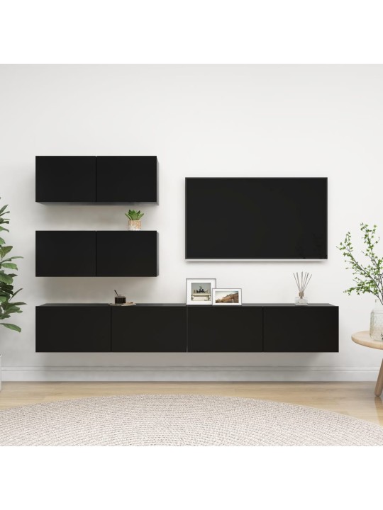 4dílný set TV skříněk černý kompozitní dřevo
