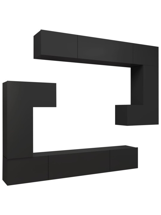 8dílný set TV skříněk černý kompozitní dřevo