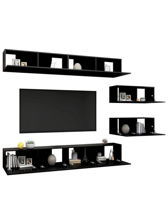 6dílný set TV skříněk černý kompozitní dřevo