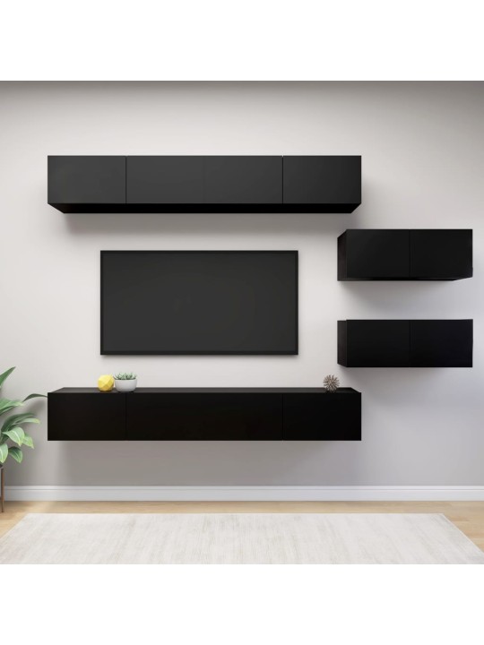 6dílný set TV skříněk černý kompozitní dřevo
