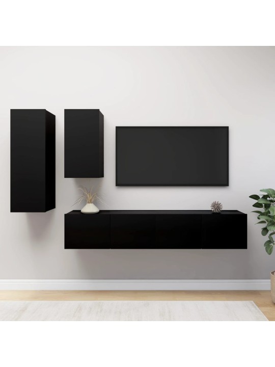 4dílný set TV skříněk černý kompozitní dřevo