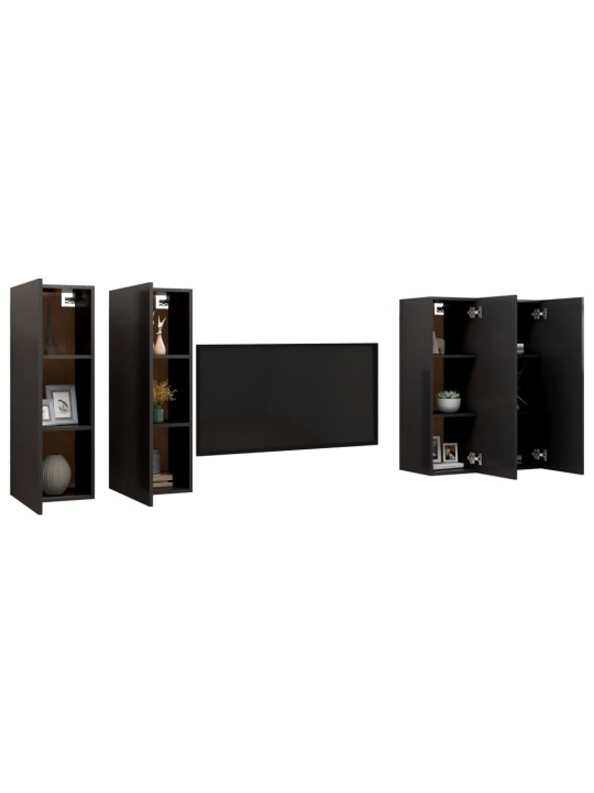 TV stolky 4 ks černé 30,5 x 30 x 90 cm kompozitní dřevo
