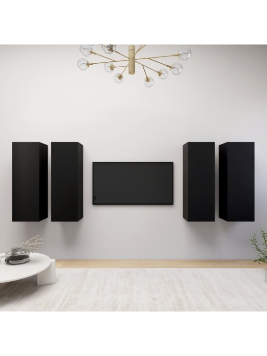 TV stolky 4 ks černé 30,5 x 30 x 90 cm kompozitní dřevo