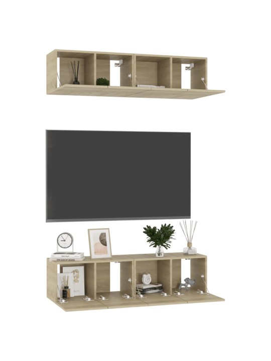 TV skříňky 4 ks dub sonoma 60 x 30 x 30 cm kompozitní dřevo