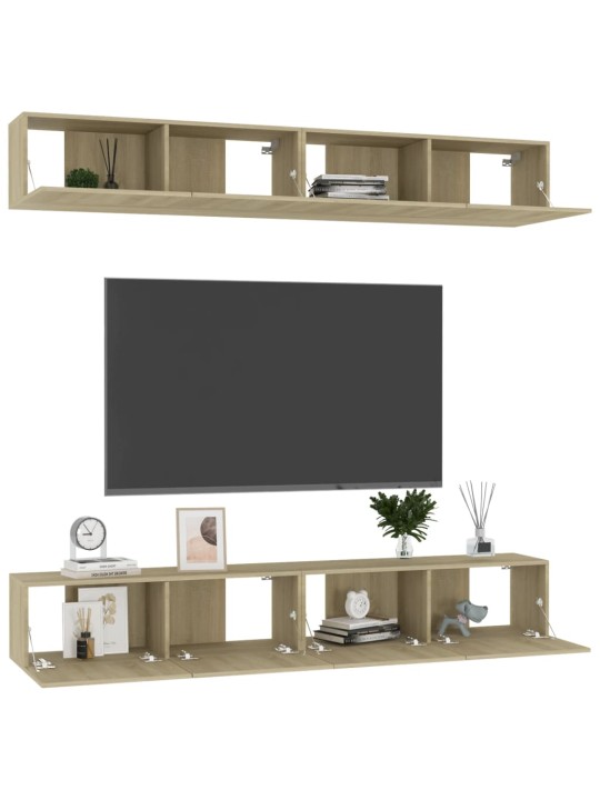 TV skříňky 4 ks dub sonoma 100 x 30 x 30 cm kompozitní dřevo